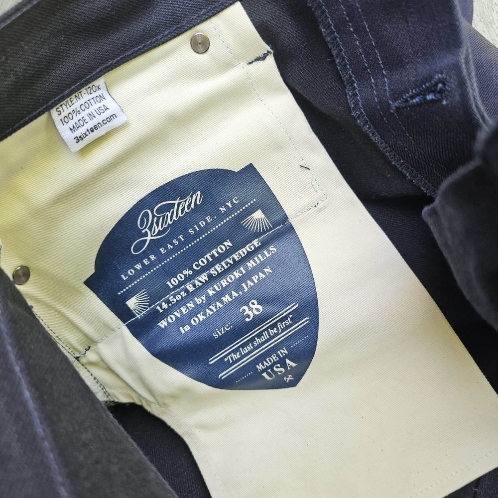 3sixteen NT-120x Narrow Tapered Indigo Black Raw Selvedge Denim Pants Mens 38 - Picture 6 of 7